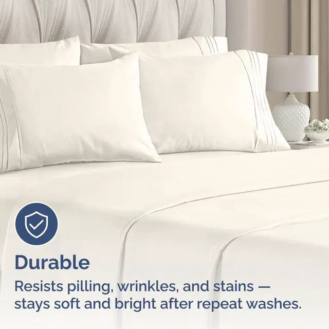 Alt view image 4 of 7 - King Pillow Cases Set of 8 - Ultra Soft Hotel Quality Pillowcase Covers - Comfy. Cozy & Wrinkle Free - Shrink, Stain and Fade Resistant - Machine Washable Pillow Protectors - 8 Piece Set - Off White