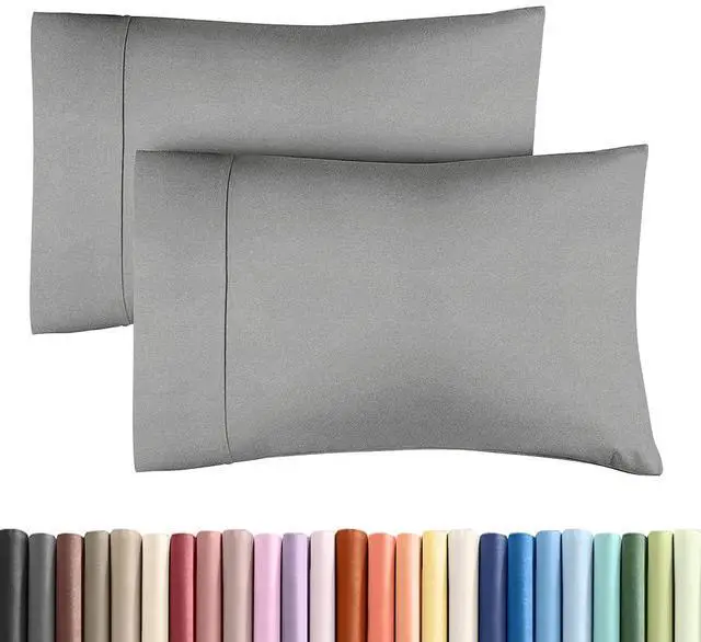 Main image of Standard Pillow Cases Set of 2 - Ultra-Soft Hotel Quality Pillowcase Covers - Comfy & Wrinkle Free - Stain and Fade Resistant - Machine Washable Pillow Protectors - 2 Piece Set - Heathered Grey