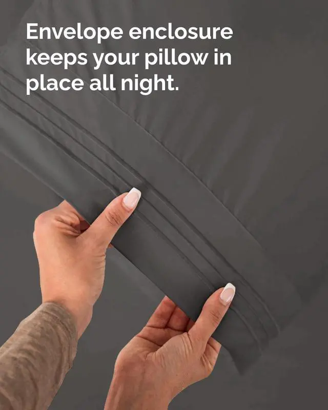 Alt view image 7 of 7 - Queen Pillow Cases Set of 8 - Ultra Soft Hotel Quality Pillowcase Covers - Comfy & Wrinkle Free - Stain & Fade Resistant - Soft, Easy-Care, Machine Washable Pillow Protectors - 8 Piece Set - Charcoal
