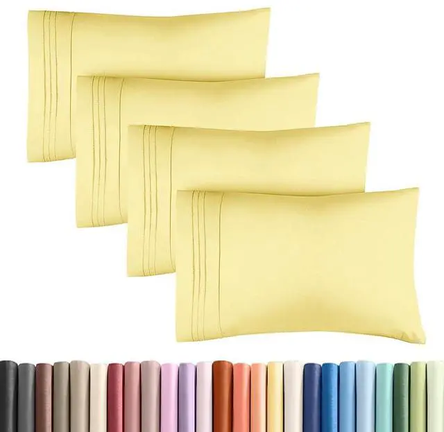 Main image of King Standard Pillow Cases Set of 4 - Soft Hotel Quality Pillowcase Covers - Comfy Bedding for Women, Men, Kids & Teens - Machine Washable Pillow Protectors - 4 Piece Set - King Standard Size Yellow