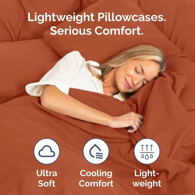 Alt view image 3 of 7 - Body Pillowcases Set of 4-20x54 Long Body Pillow Case - Soft Body Pillow Cover for Sleeping & Side Sleepers - Comfy, Breathable & Fade Free - Machine Washable w/Envelope Enclosure - (Terracotta)
