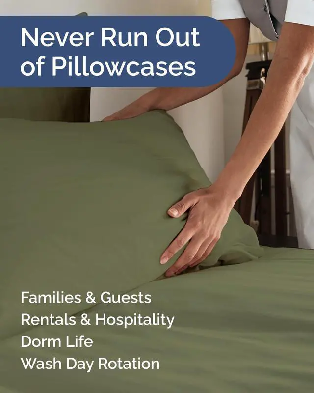 Alt view image 5 of 7 - King Standard Pillow Cases Set of 10 - Ultra Soft Hotel Quality Pillowcase Covers - Cozy & Wrinkle Free - Stain & Fade Resistant - Soft, Machine Washable Pillow Protectors - 10 Piece Set - Sage Green