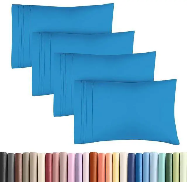 Main image of Standard Pillow Cases Set of 4 - Ultra Soft Hotel Quality Pillowcase Covers - Comfy Bedding for Women, Men, Kids & Teens - Machine Washable Pillow Protectors - 4 Piece Set - Standard Size Denim Blue