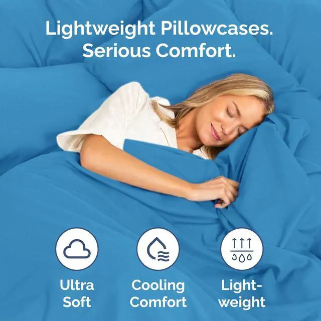 Alt view image 3 of 7 - Standard Pillow Cases Set of 4 - Ultra Soft Hotel Quality Pillowcase Covers - Comfy Bedding for Women, Men, Kids & Teens - Machine Washable Pillow Protectors - 4 Piece Set - Standard Size Denim Blue