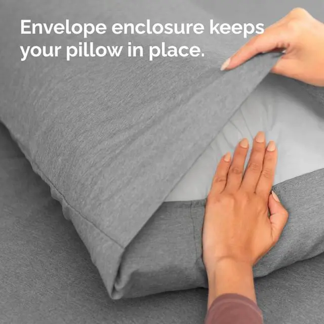 Alt view image 6 of 7 - Standard Pillow Cases Set of 2 - Ultra-Soft Hotel Quality Pillowcase Covers - Comfy & Wrinkle Free - Stain and Fade Resistant - Machine Washable Pillow Protectors - 2 Piece Set - Heathered Grey