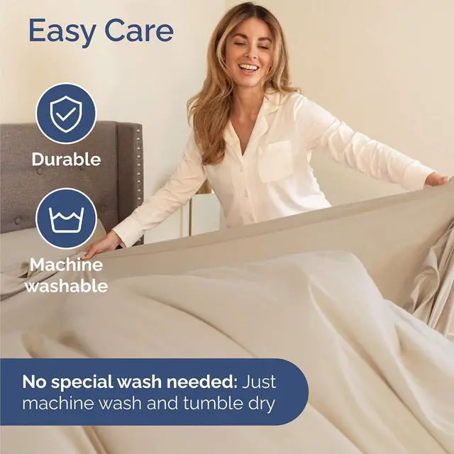 Alt view image 7 of 7 - Queen Size 4 Piece Sheet Set - Comfy Breathable & Cooling Sheets - Hotel Luxury Bed Sheets for Women & Men - Deep Pockets, Easy-Fit, Extra Soft and Wrinkle Free Sheets - Wheat Oeko-Tex Bed Sheet Set