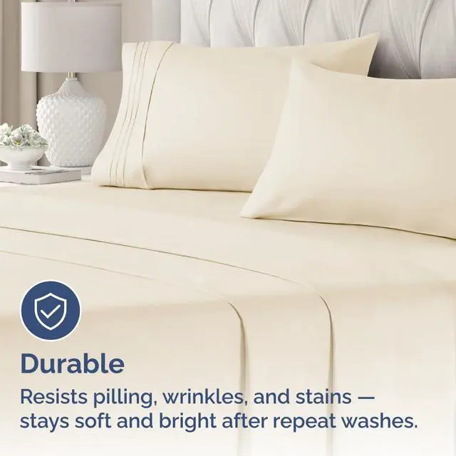 Alt view image 4 of 7 - King Standard Pillow Cases Set of 4 - Soft Hotel Quality Pillowcase Covers - Comfy Bedding for Women, Men, Kids & Teens - Machine Washable Pillow Protectors - 4 Piece - King Standard Size Off White