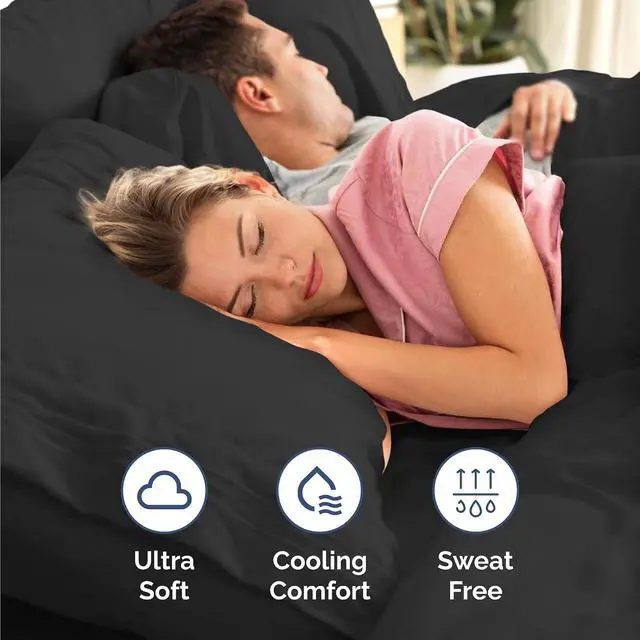 Alt view image 4 of 7 - Queen Size 4 Piece Sheet Set - Comfy Breathable & Cooling Sheets - Hotel Luxury Bed Sheets for Women & Men - Deep Pockets, Easy-Fit, Extra Soft and Wrinkle Free Sheets - Black Oeko-Tex Bed Sheet Set