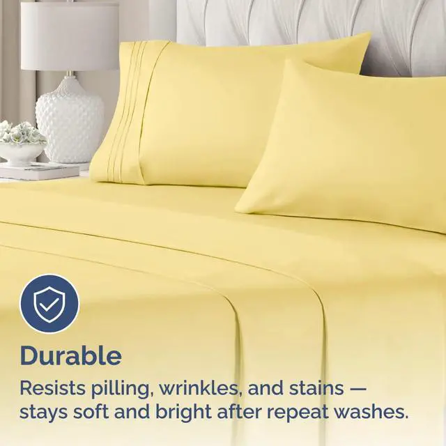 Alt view image 4 of 7 - King Standard Pillow Cases Set of 4 - Soft Hotel Quality Pillowcase Covers - Comfy Bedding for Women, Men, Kids & Teens - Machine Washable Pillow Protectors - 4 Piece Set - King Standard Size Yellow