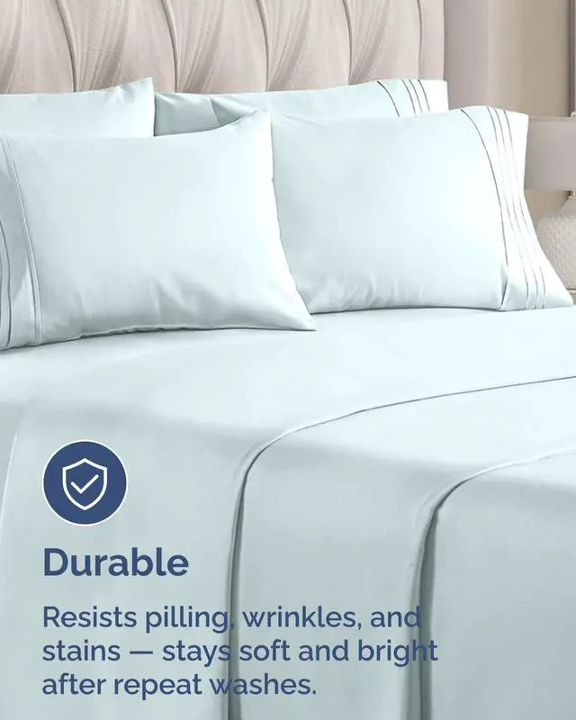 Alt view image 4 of 7 - King Standard Pillow Cases Set of 8 - Ultra Soft Hotel Quality Pillowcase Covers - Cozy & Wrinkle Free - Shrink, Stain and Fade Resistant - Machine Washable Pillow Protectors - 8 Piece Set - Ice Blue
