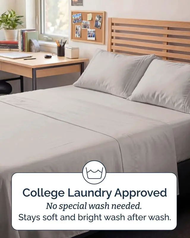 Alt view image 6 of 7 - Full XL Bed Sheet - 4 Piece Full XL Bed Sheets Set - Ultra-Soft, Breathable & Cooling - Hotel Luxury Bedding for Women & Men with Deep Pockets - Wrinkle Free & Fade Resistant - Oeko-Tex - Light Grey