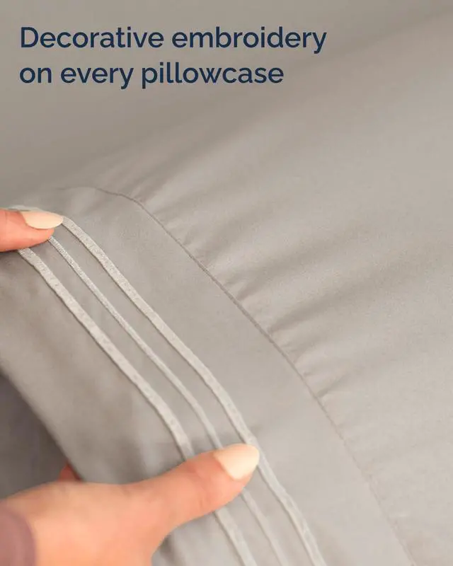 Alt view image 7 of 7 - Full XL Bed Sheet - 4 Piece Full XL Bed Sheets Set - Ultra-Soft, Breathable & Cooling - Hotel Luxury Bedding for Women & Men with Deep Pockets - Wrinkle Free & Fade Resistant - Oeko-Tex - Light Grey