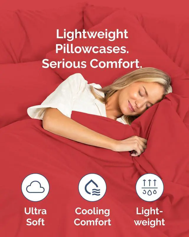 Alt view image 3 of 7 - King Pillow Cases Set of 6 - Ultra Soft Hotel Quality Pillowcase Covers - Comfy, Cozy & Wrinkle Free - Stain & Fade Resistant - Soft, Easy-Care, Machine Washable Pillow Protectors - 6 Piece Set - Red