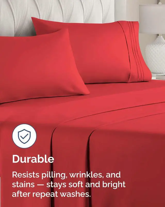 Alt view image 4 of 7 - King Pillow Cases Set of 6 - Ultra Soft Hotel Quality Pillowcase Covers - Comfy, Cozy & Wrinkle Free - Stain & Fade Resistant - Soft, Easy-Care, Machine Washable Pillow Protectors - 6 Piece Set - Red