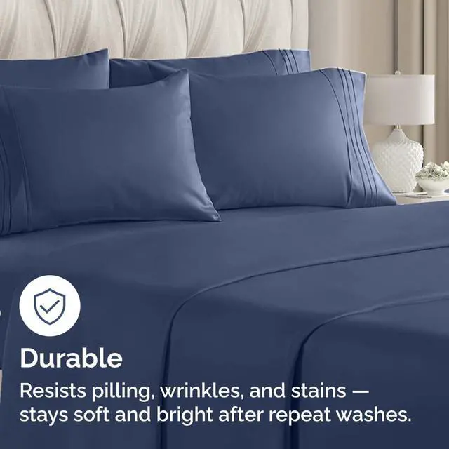 Alt view image 4 of 7 - King Pillow Cases Set of 10 - Ultra Soft Hotel Quality Pillowcase Covers - Comfy. Cozy & Wrinkle Free - Shrink, Stain and Fade Resistant - Machine Washable Pillow Protectors - 10 Piece Set - Navy Blue