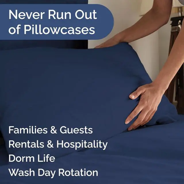 Alt view image 5 of 7 - King Pillow Cases Set of 10 - Ultra Soft Hotel Quality Pillowcase Covers - Comfy. Cozy & Wrinkle Free - Shrink, Stain and Fade Resistant - Machine Washable Pillow Protectors - 10 Piece Set - Navy Blue