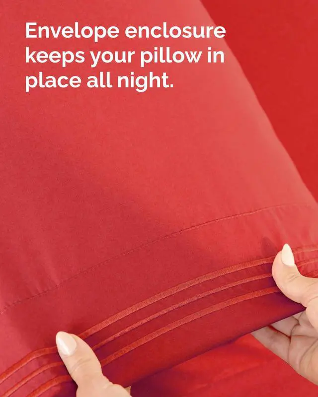 Alt view image 7 of 7 - King Pillow Cases Set of 6 - Ultra Soft Hotel Quality Pillowcase Covers - Comfy, Cozy & Wrinkle Free - Stain & Fade Resistant - Soft, Easy-Care, Machine Washable Pillow Protectors - 6 Piece Set - Red