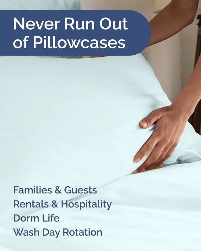 Alt view image 5 of 7 - King Standard Pillow Cases Set of 8 - Ultra Soft Hotel Quality Pillowcase Covers - Cozy & Wrinkle Free - Shrink, Stain and Fade Resistant - Machine Washable Pillow Protectors - 8 Piece Set - Ice Blue