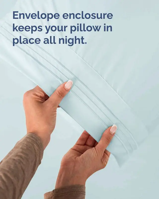 Alt view image 7 of 7 - King Standard Pillow Cases Set of 8 - Ultra Soft Hotel Quality Pillowcase Covers - Cozy & Wrinkle Free - Shrink, Stain and Fade Resistant - Machine Washable Pillow Protectors - 8 Piece Set - Ice Blue