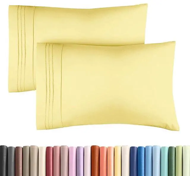 Main image of King Standard Pillow Cases Set of 2 - Ultra-Soft Hotel Quality Pillowcase Covers - Comfy, Cozy & Fade Free - Wrinkle Resistant - Machine Washable Pillow Protectors - 2 Piece Set - Yellow