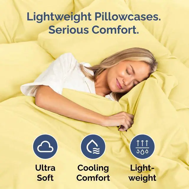 Alt view image 3 of 7 - King Standard Pillow Cases Set of 2 - Ultra-Soft Hotel Quality Pillowcase Covers - Comfy, Cozy & Fade Free - Wrinkle Resistant - Machine Washable Pillow Protectors - 2 Piece Set - Yellow