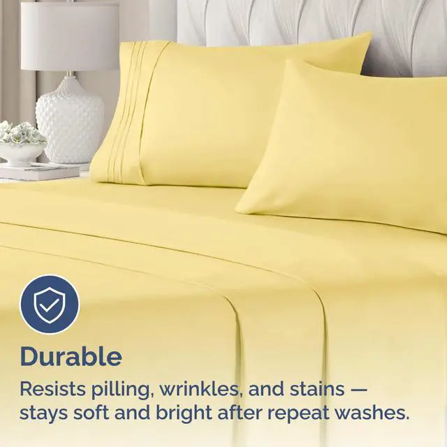 Alt view image 4 of 7 - King Standard Pillow Cases Set of 2 - Ultra-Soft Hotel Quality Pillowcase Covers - Comfy, Cozy & Fade Free - Wrinkle Resistant - Machine Washable Pillow Protectors - 2 Piece Set - Yellow