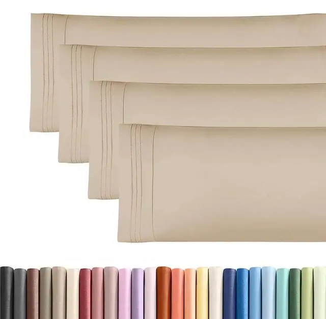 Main image of Body Pillowcases Set of 4-20x54 Long Body Pillow Case - Soft Body Pillow Cover for Sleeping & Side Sleepers - Comfy, Cozy Breathable & Fade Free - Machine Washable w/Envelope Enclosure - (Cream)