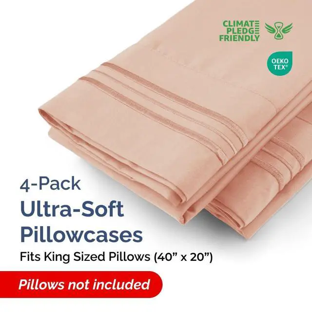 Alt view image 2 of 7 - CGK Unlimited King Size Microfiber Pillowcase Set, 4 Pieces, Mauve