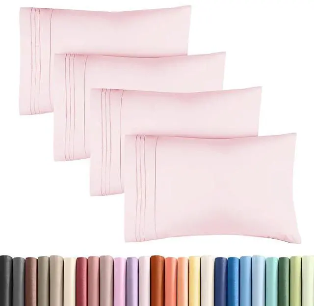 Main image of King Standard Pillow Cases Set of 4 - Soft Hotel Quality Pillowcase Covers - Comfy Bedding for Women, Men, Kids & Teens - Machine Washable Pillow Protectors - 4 Piece Set - King Standard Lavender Pink