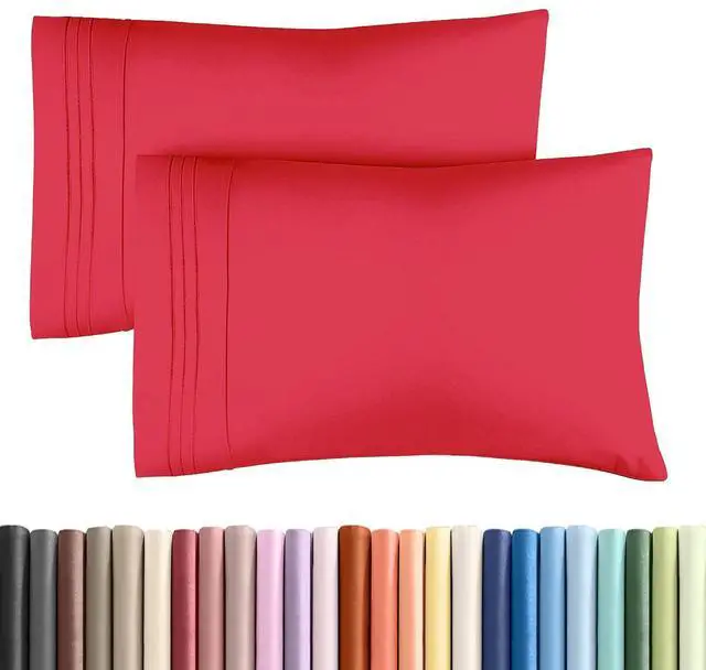 Main image of King Pillow Cases Set of 2 - Ultra Soft Hotel Quality Pillowcase Covers - Comfy, Cooling & Wrinkle Free - Shrinkage, Stain and Fade Resistant - Machine Washable Pillow Protectors - 2 Piece Set - Red