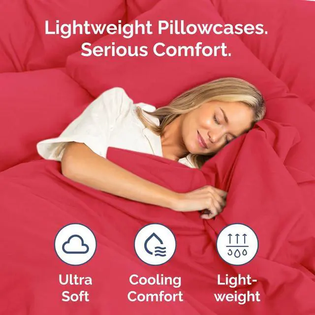 Alt view image 3 of 7 - King Pillow Cases Set of 2 - Ultra Soft Hotel Quality Pillowcase Covers - Comfy, Cooling & Wrinkle Free - Shrinkage, Stain and Fade Resistant - Machine Washable Pillow Protectors - 2 Piece Set - Red