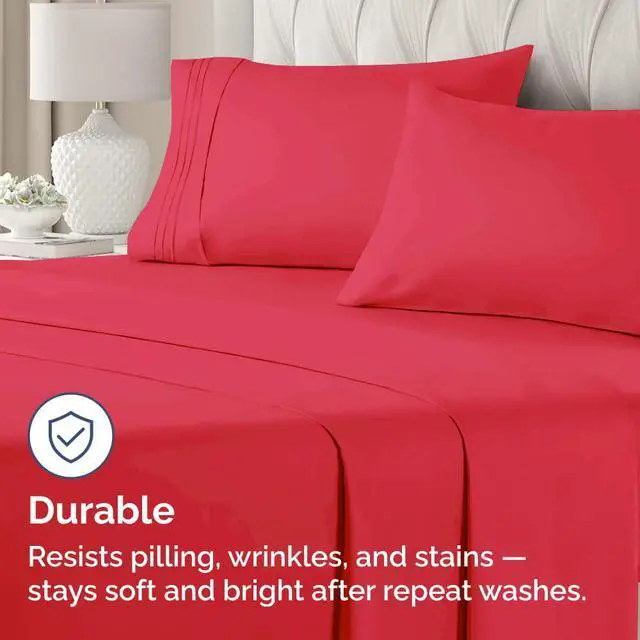 Alt view image 4 of 7 - King Pillow Cases Set of 2 - Ultra Soft Hotel Quality Pillowcase Covers - Comfy, Cooling & Wrinkle Free - Shrinkage, Stain and Fade Resistant - Machine Washable Pillow Protectors - 2 Piece Set - Red