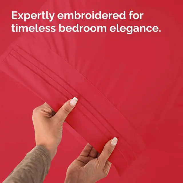 Alt view image 6 of 7 - King Pillow Cases Set of 2 - Ultra Soft Hotel Quality Pillowcase Covers - Comfy, Cooling & Wrinkle Free - Shrinkage, Stain and Fade Resistant - Machine Washable Pillow Protectors - 2 Piece Set - Red