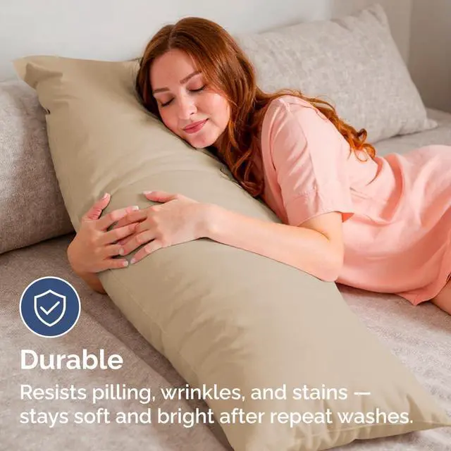 Alt view image 4 of 7 - Body Pillowcases Set of 4-20x54 Long Body Pillow Case - Soft Body Pillow Cover for Sleeping & Side Sleepers - Comfy, Cozy Breathable & Fade Free - Machine Washable w/Envelope Enclosure - (Cream)
