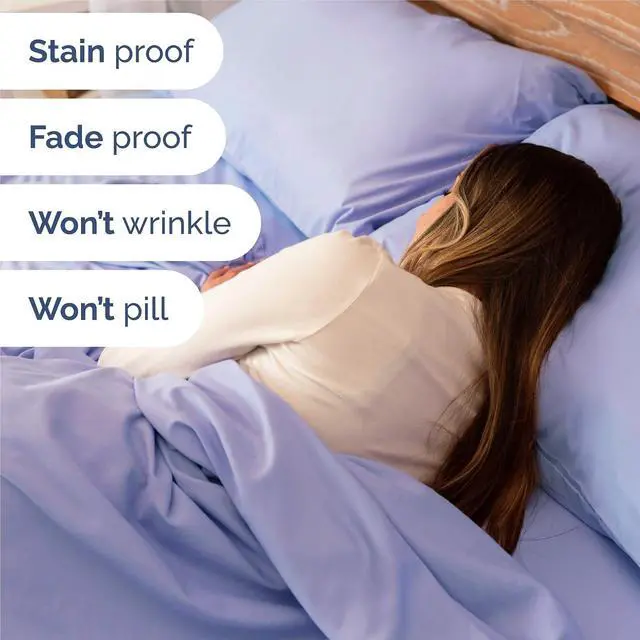 Alt view image 5 of 7 - King Size 4 Piece Sheet Set - Comfy Breathable & Cooling Sheets - Hotel Luxury Bed Sheets for Women & Men - Deep Pockets, Easy-Fit, Extra Soft & Wrinkle Free Sheets - Lavender Oeko-Tex Bed Sheet Set