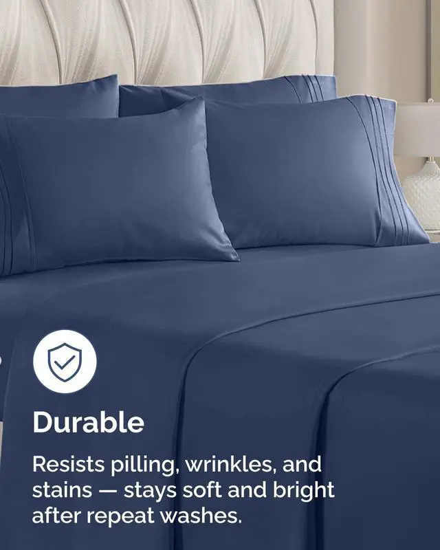 Alt view image 4 of 7 - King Standard Pillow Cases Set of 6 - Ultra Soft Hotel Quality Pillowcase Covers - Comfy & Wrinkle Free - Wrinkle & Fade Resistant - Soft, Machine Washable Pillow Protectors - 6 Piece Set - Navy Blue