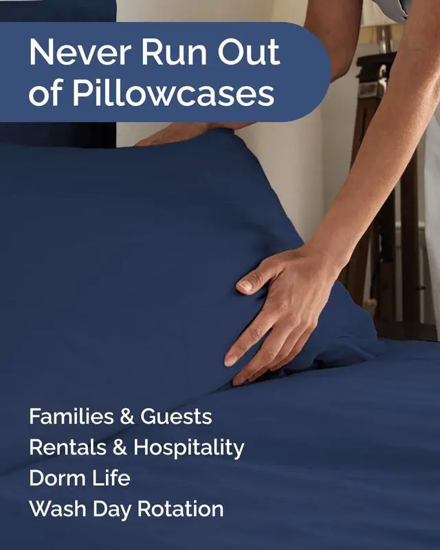 Alt view image 5 of 7 - King Standard Pillow Cases Set of 6 - Ultra Soft Hotel Quality Pillowcase Covers - Comfy & Wrinkle Free - Wrinkle & Fade Resistant - Soft, Machine Washable Pillow Protectors - 6 Piece Set - Navy Blue