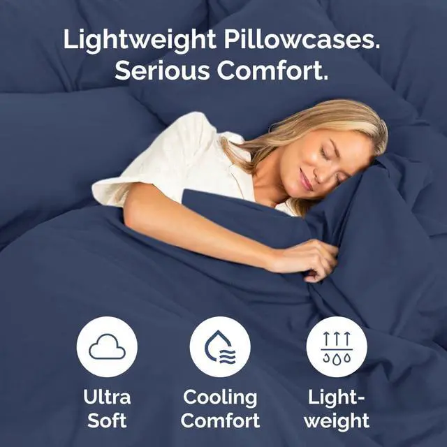 Alt view image 3 of 7 - King Pillow Cases Set of 8 - Ultra Soft Hotel Quality Pillowcase Covers - Comfy. Cozy & Wrinkle Free - Shrink, Stain and Fade Resistant - Machine Washable Pillow Protectors - 8 Piece Set - Navy Blue