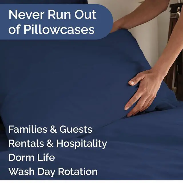 Alt view image 5 of 7 - King Pillow Cases Set of 8 - Ultra Soft Hotel Quality Pillowcase Covers - Comfy. Cozy & Wrinkle Free - Shrink, Stain and Fade Resistant - Machine Washable Pillow Protectors - 8 Piece Set - Navy Blue