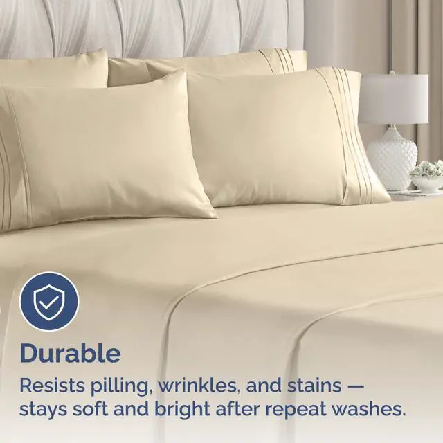 Alt view image 4 of 7 - Queen Pillow Cases Set of 10 - Ultra Soft Hotel Quality Pillowcase Covers - Comfy & Wrinkle Free - Shrink, Stain and Fade Resistant - Easy-Care, Machine Washable Pillow Protectors - 10 Pcs Set - Cream