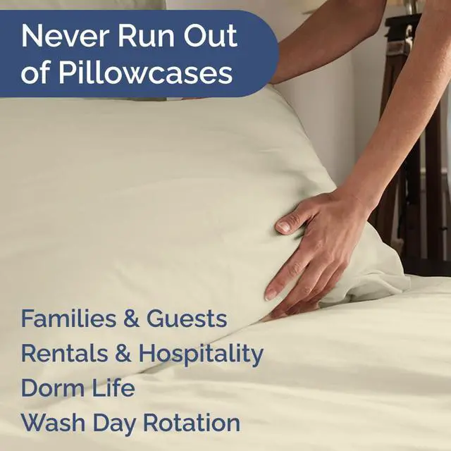Alt view image 5 of 7 - Queen Pillow Cases Set of 10 - Ultra Soft Hotel Quality Pillowcase Covers - Comfy & Wrinkle Free - Shrink, Stain and Fade Resistant - Easy-Care, Machine Washable Pillow Protectors - 10 Pcs Set - Cream