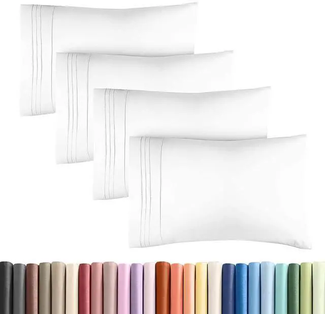 Main image of King Standard Pillow Cases Set of 4 - Soft Hotel Quality Pillowcase Covers - Comfy Bedding for Women, Men, Kids & Teens - Machine Washable Pillow Protectors - 4 Piece Set - King Standard Size White