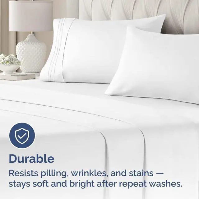 Alt view image 4 of 7 - King Standard Pillow Cases Set of 4 - Soft Hotel Quality Pillowcase Covers - Comfy Bedding for Women, Men, Kids & Teens - Machine Washable Pillow Protectors - 4 Piece Set - King Standard Size White