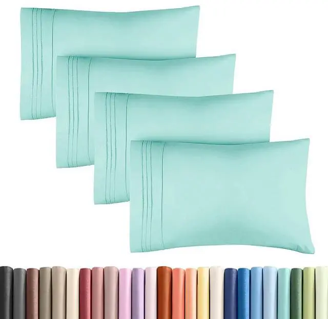 Main image of Standard Pillow Cases Set of 4 - Ultra Soft Hotel Quality Pillowcase Covers - Comfy Bedding for Women, Men, Kids & Teens - Machine Washable Pillow Protectors - 4 Piece Set - Standard Size Spa Blue