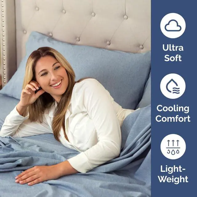 Alt view image 3 of 7 - King Pillow Cases Set of 4 - Ultra Soft Hotel Quality Pillowcase Covers - Comfy, Cozy & Wrinkle Free - Shrinkage and Fade Resistant - Machine Washable Pillow Protectors - 4 Piece Set - Heathered Blue