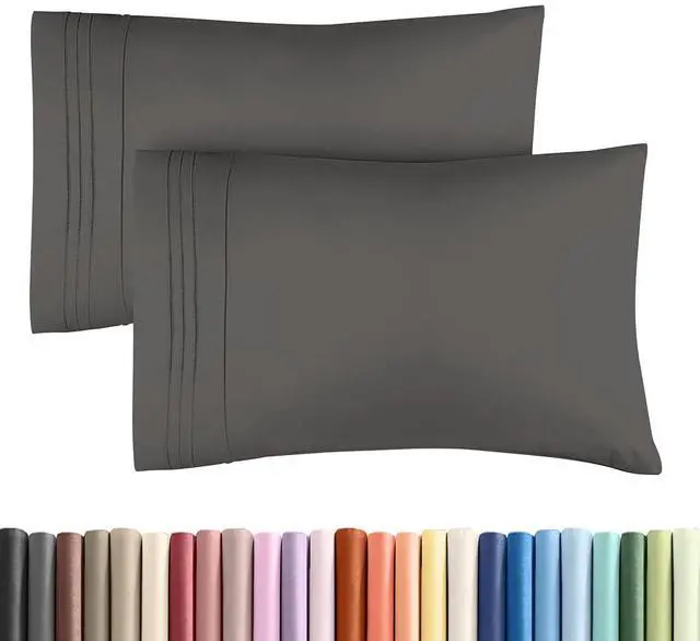 Main image of King Standard Pillow Cases Set of 2 - Ultra-Soft Hotel Quality Pillowcase Covers - Comfy, Cozy & Fade Free - Wrinkle Resistant - Machine Washable Pillow Protectors - 2 Piece Set - Charcoal