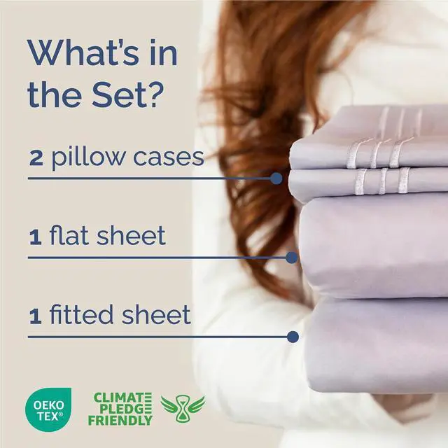 Alt view image 2 of 7 - Full Size 4 Piece Sheet Set - Comfy Breathable & Cooling Sheets - Hotel Luxury Bed Sheets for Women & Men - Deep Pockets, Easy-Fit, Soft & Wrinkle Free Sheets - Light Lavender Oeko-Tex Bed Sheet Set