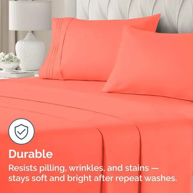 Alt view image 4 of 7 - King Standard Pillow Cases Set of 4 - Soft Hotel Quality Pillowcase Covers - Comfy Bedding for Women, Men, Kids & Teens - Machine Washable Pillow Protectors - 4 Piece Set - King Standard Size Coral