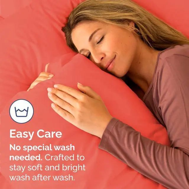 Alt view image 5 of 7 - King Standard Pillow Cases Set of 4 - Soft Hotel Quality Pillowcase Covers - Comfy Bedding for Women, Men, Kids & Teens - Machine Washable Pillow Protectors - 4 Piece Set - King Standard Size Coral