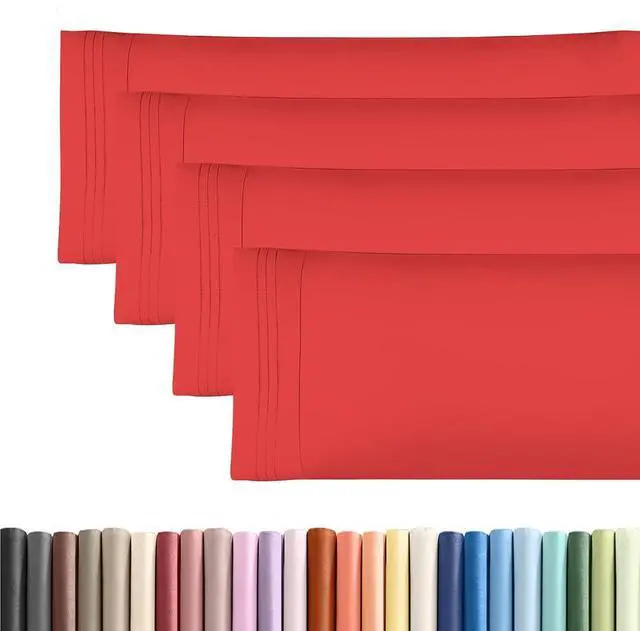 Main image of Body Pillowcases Set of 4-20x54 Long Body Pillow Case - Soft Body Pillow Cover for Sleeping & Side Sleepers - Comfy, Cozy Breathable & Fade Free - Machine Washable with Envelope Enclosure - (Red)